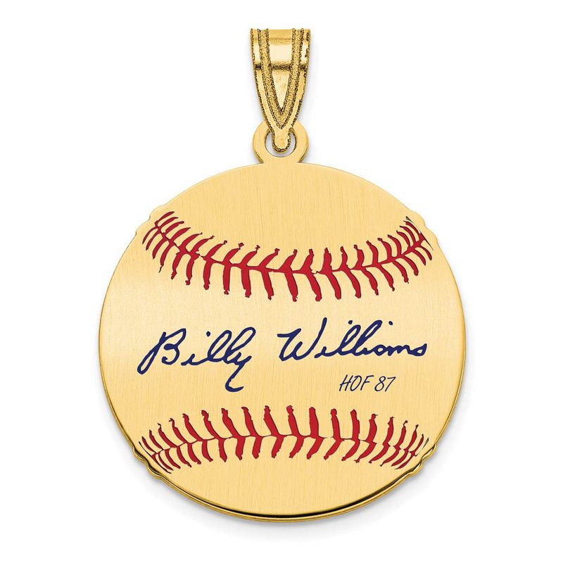 14k Gold Plated Billy Williams Signature Sm Enamel Baseball Pendant